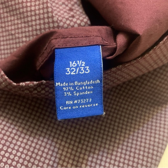 Apt. 9 Burgundy Premier Flex Slim Fit Button Up Wrinkle Resistant Dress Shirt - Picture 5 of 7